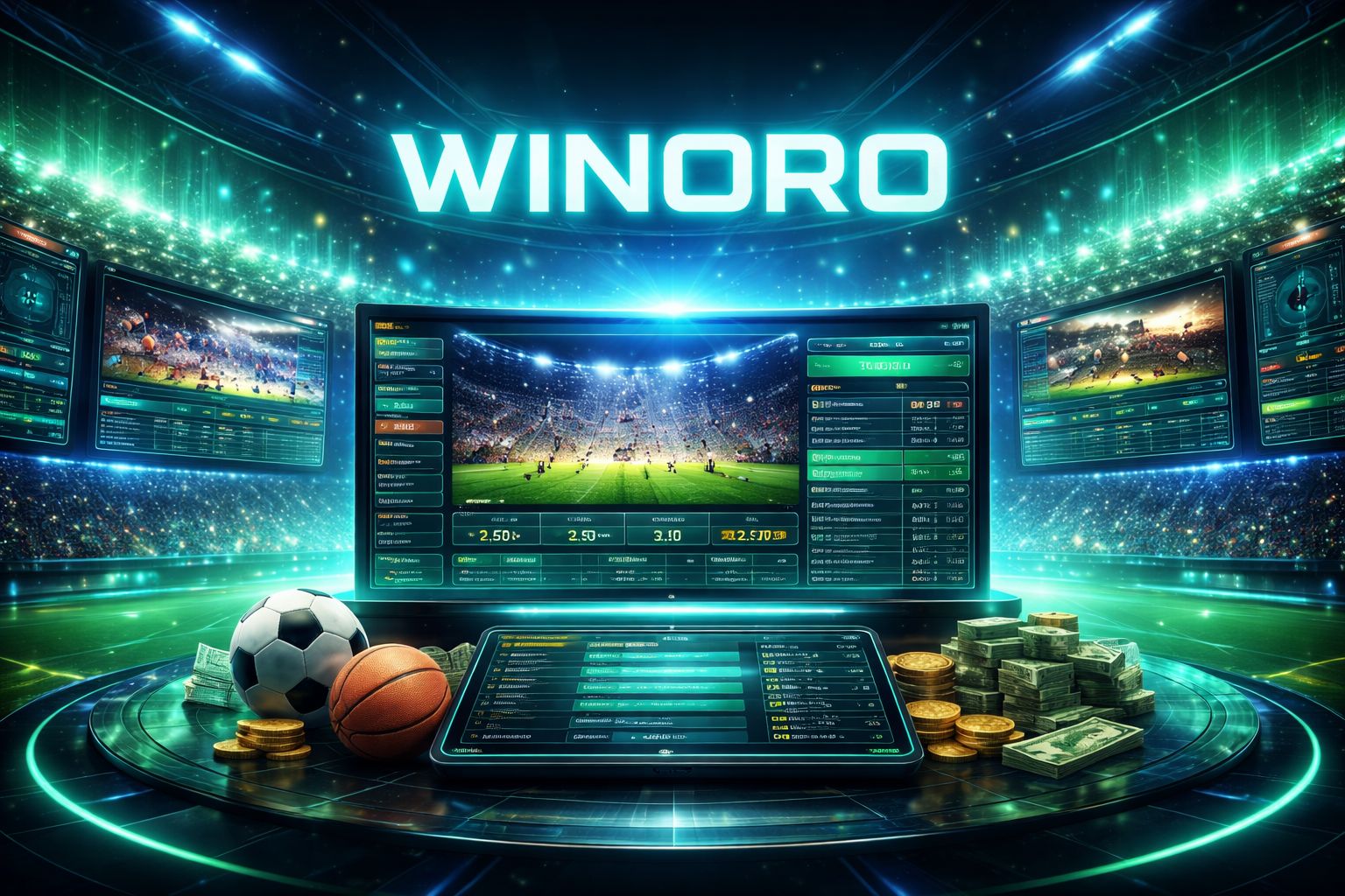 Interfaz de apuestas deportivas WINORO con eventos en vivo